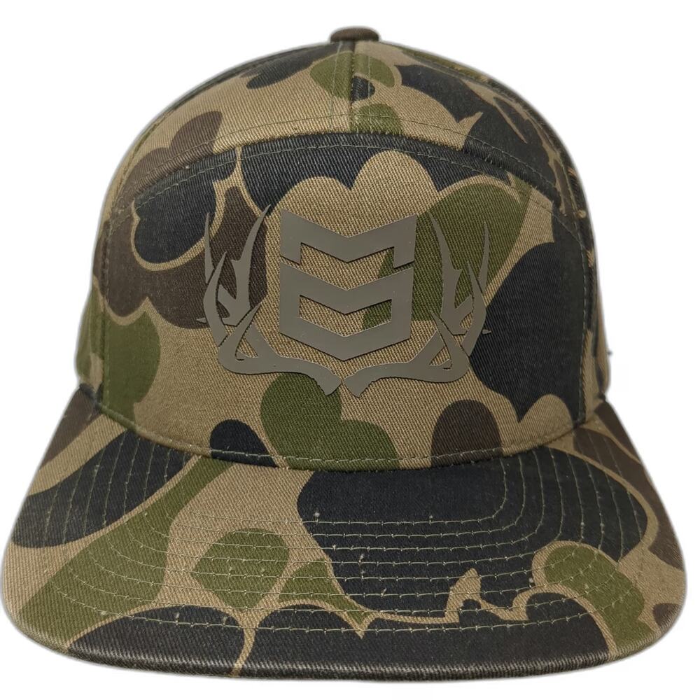 MTN OPS 5 Panel Green Brown One Size Camo Snapback Hat Deer Antlers Hunting